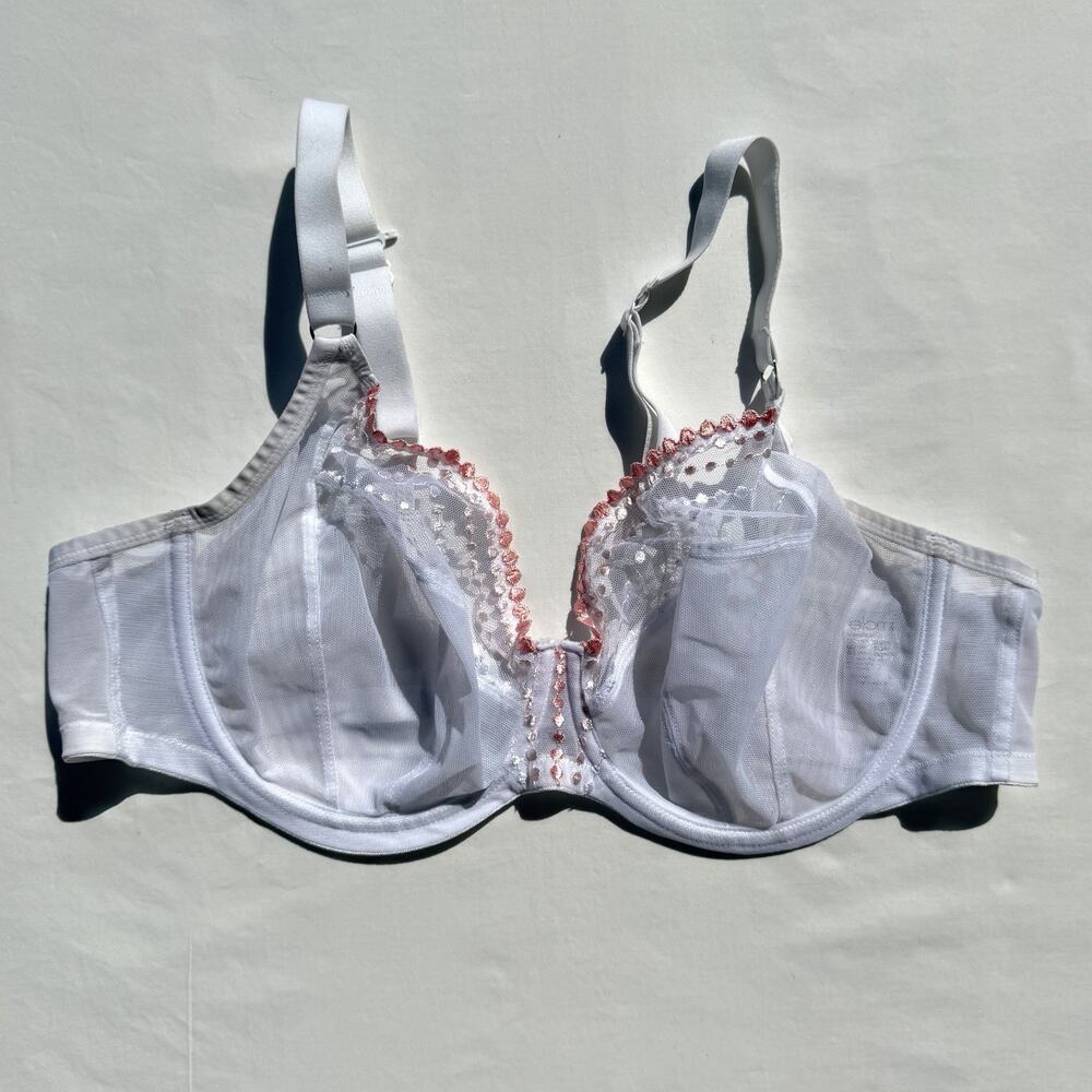 Elomi Matilda Underwire Plunge Bra 42DD White Pink EL8900